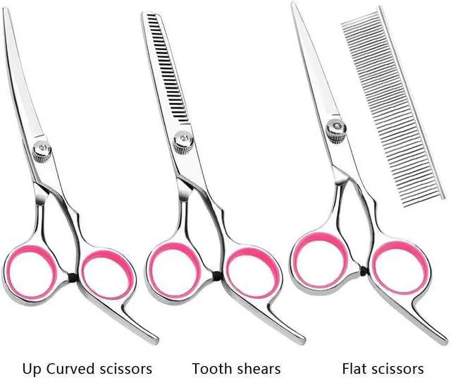 Alt view image 5 of 7 - Pet Dog Grooming Scissors Stainless Straight Curved Thinning Shears Trimmer Kits