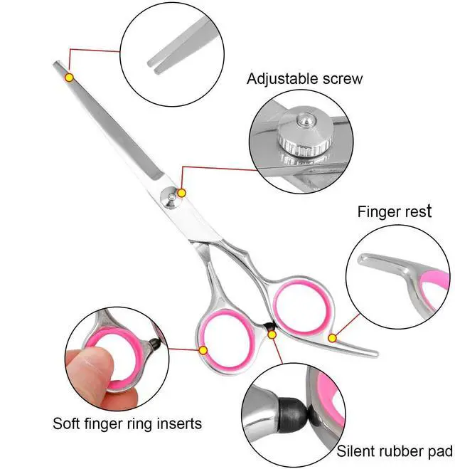 Alt view image 6 of 7 - Pet Dog Grooming Scissors Stainless Straight Curved Thinning Shears Trimmer Kits