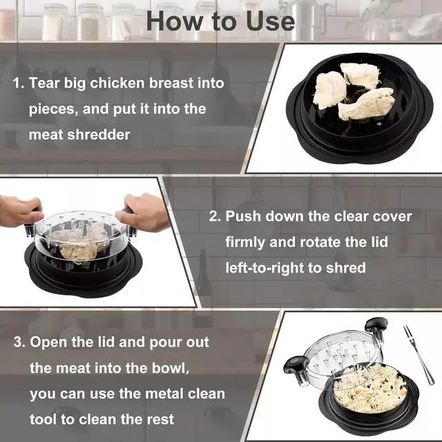 Alt view image 6 of 7 - Large Chicken Shredder Tool Twist Meat Shredding Grinder Handles Non-Slip No BPA