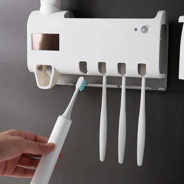 Alt view image 5 of 7 - UV Light Sterilizer Toothbrush Holder Cleaner & Automatic Toothpaste Dispenser
