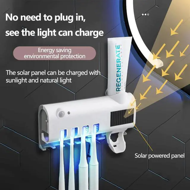 Alt view image 3 of 7 - UV Light Sterilizer Toothbrush Holder Cleaner & Automatic Toothpaste Dispenser