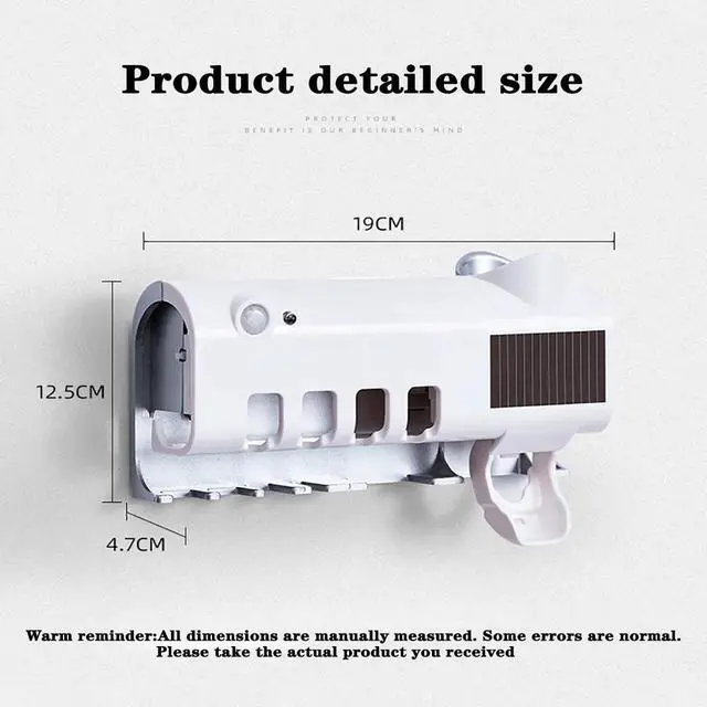 Alt view image 7 of 7 - UV Light Sterilizer Toothbrush Holder Cleaner & Automatic Toothpaste Dispenser