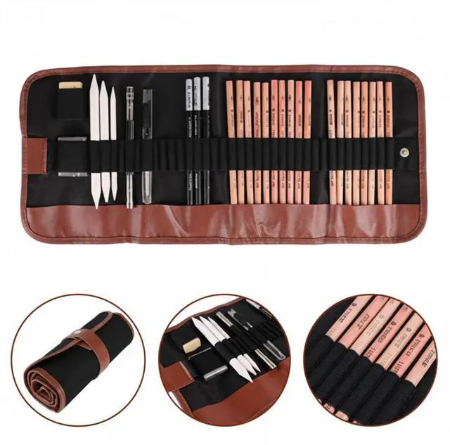 Main image of 29PCS Professional Drawing Artist Kit Set Pencils And Sketch Charcoal Art Tools