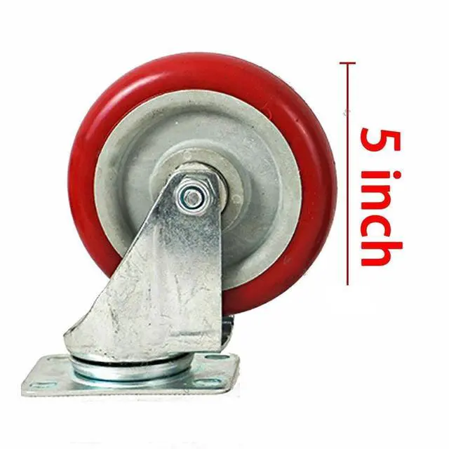 Alt view image 2 of 7 - 4 Pack 5 Inch Caster Wheels Swivel Plate Polyurethane Wheels Heavy Duty Wheels