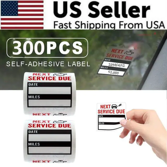 Alt view image 2 of 7 - 300 Oil Change Service Reminder Stickers Clear Window Lite Sticker Pack 2"x2" US