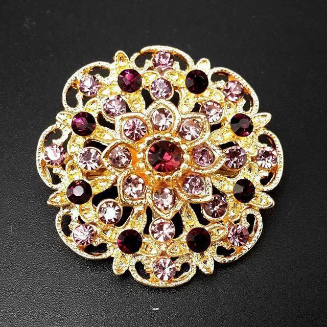 Alt view image 4 of 7 - 24pc Vintage Brooch Lot Mixed Alloy Rhinestone Crystal Pins Wedding Bouquet DIY