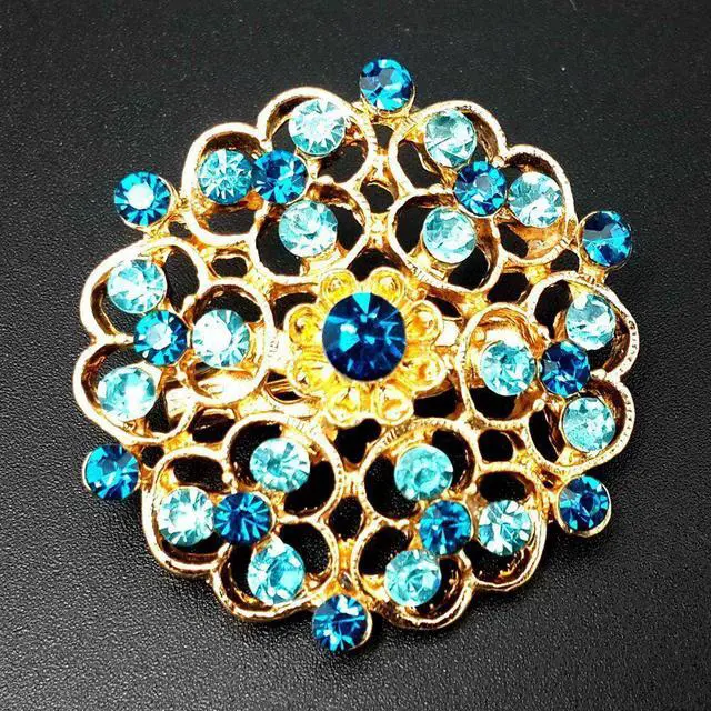 Alt view image 6 of 7 - 24pc Vintage Brooch Lot Mixed Alloy Rhinestone Crystal Pins Wedding Bouquet DIY