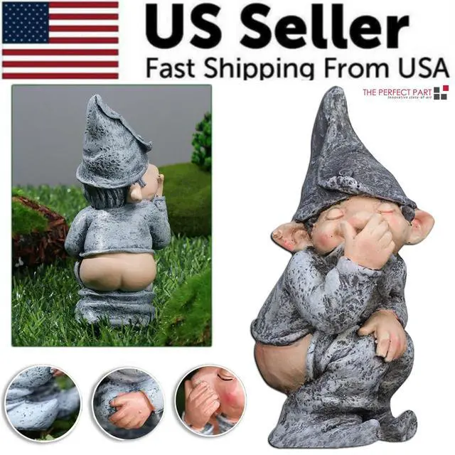 Alt view image 2 of 7 - Pooping Naughty Gnome Miniature Statue Funny Resin Dwarf Home Garden Ornament US
