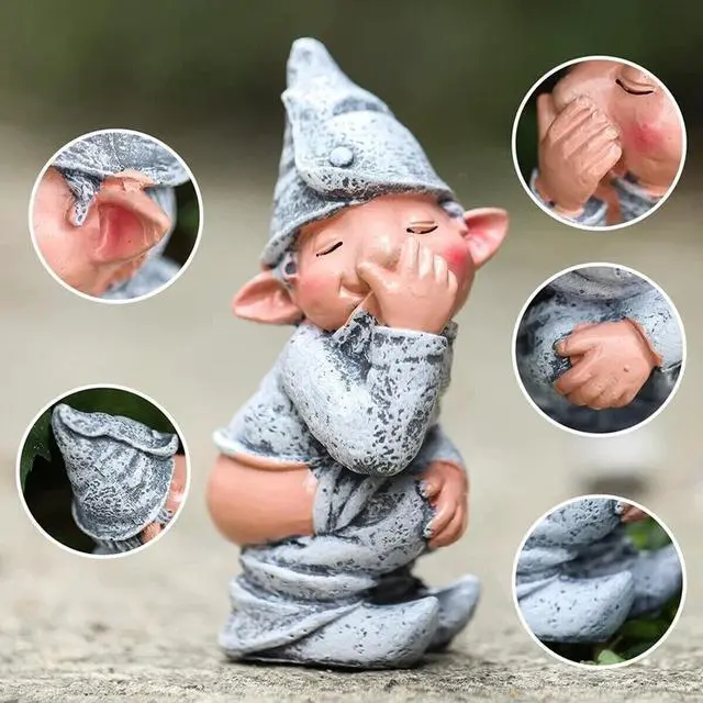 Alt view image 4 of 7 - Pooping Naughty Gnome Miniature Statue Funny Resin Dwarf Home Garden Ornament US