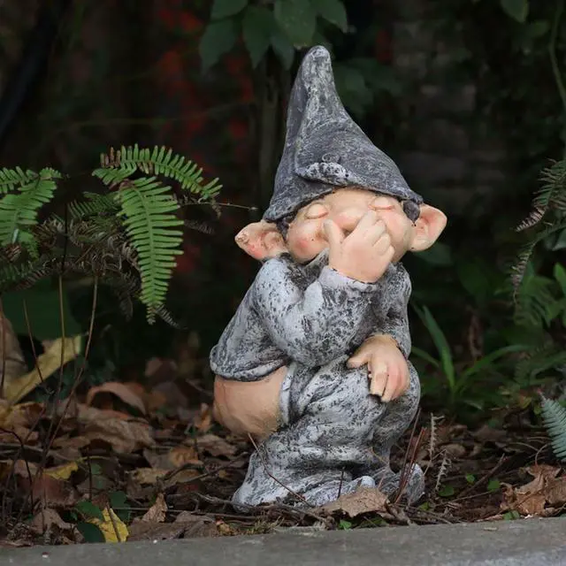 Alt view image 3 of 7 - Pooping Naughty Gnome Miniature Statue Funny Resin Dwarf Home Garden Ornament US