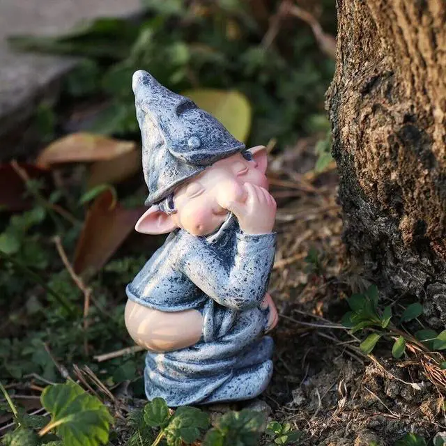Alt view image 6 of 7 - Pooping Naughty Gnome Miniature Statue Funny Resin Dwarf Home Garden Ornament US