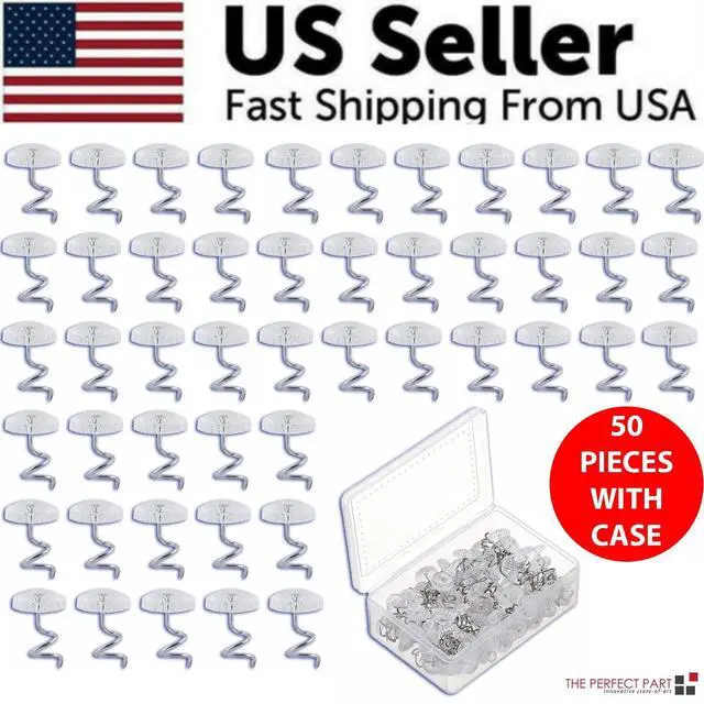 Alt view image 2 of 7 - 50 Pcs Upholstery Tacks Headliner Pins Clear Heads Twist Bed Fabric Sofa Chair