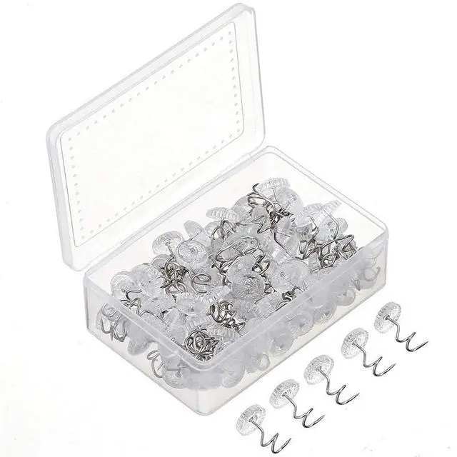 Main image of 50 Pcs Upholstery Tacks Headliner Pins Clear Heads Twist Bed Fabric Sofa Chair