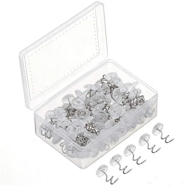 Alt view image 4 of 7 - 50 Pcs Upholstery Tacks Headliner Pins Clear Heads Twist Bed Fabric Sofa Chair
