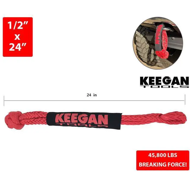 Alt view image 5 of 7 - 1/2" x 24" 65,000LBS Soft Shackle Recovery Rope For SUV Winch Snatch Off Road US