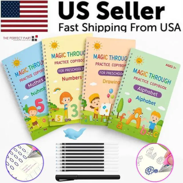 Alt view image 2 of 7 - 16Pcs Grooved Magic Practice Copybook Set Boys Girls Handwriting Book Practice