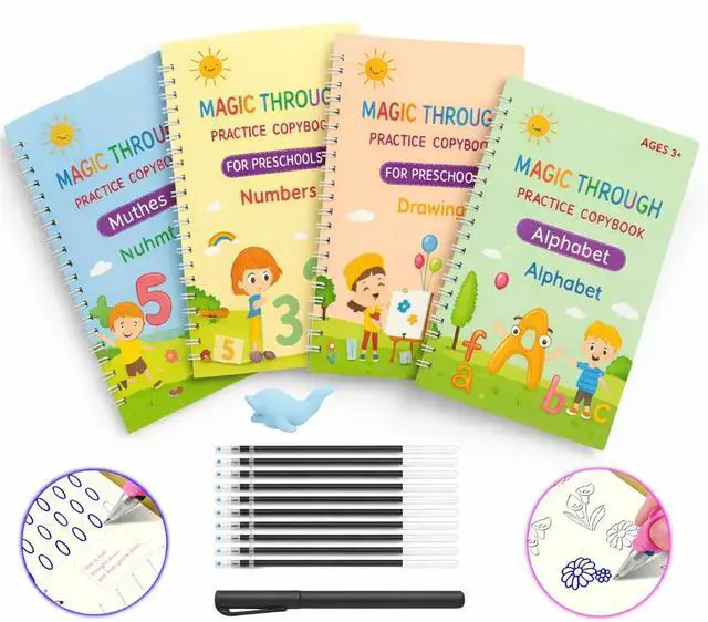 Main image of 16Pcs Grooved Magic Practice Copybook Set Boys Girls Handwriting Book Practice