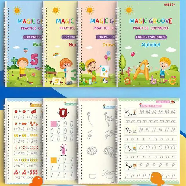 Alt view image 3 of 7 - 16Pcs Grooved Magic Practice Copybook Set Boys Girls Handwriting Book Practice