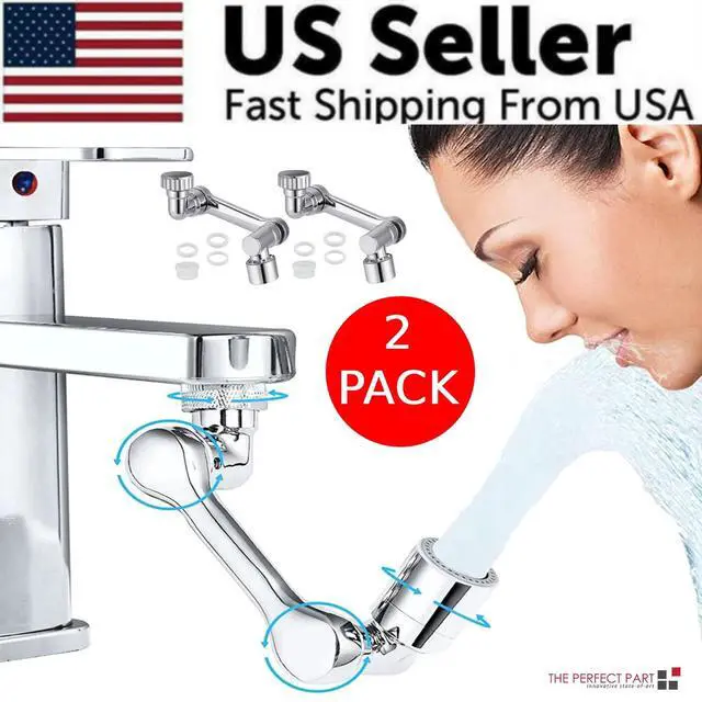 Alt view image 2 of 7 - 2 Pack Universal 1080° Swivel Robotic Arm Swivel Extension Abs Faucet Aerator