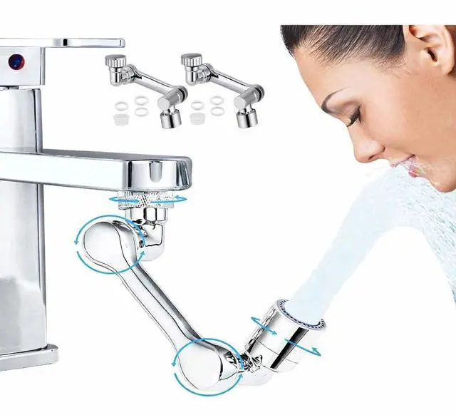 Main image of 2 Pack Universal 1080° Swivel Robotic Arm Swivel Extension Abs Faucet Aerator