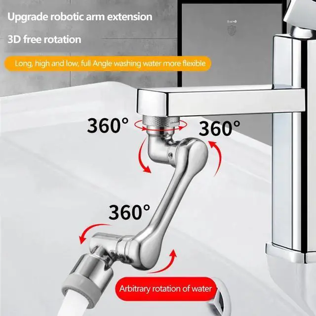 Alt view image 7 of 7 - 2 Pack Universal 1080° Swivel Robotic Arm Swivel Extension Abs Faucet Aerator