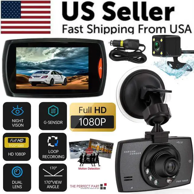 Alt view image 2 of 7 - 2.7'' Full HD 1080P Dash Cam Car DVR Front & Rear Camera Night Vision G-Sensor