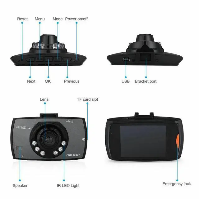 Alt view image 4 of 7 - 2.7'' Full HD 1080P Dash Cam Car DVR Front & Rear Camera Night Vision G-Sensor