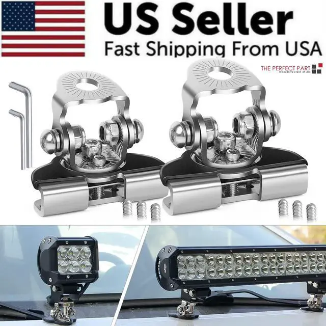 Alt view image 2 of 7 - 2PCS Pillar Hood Led Work Light Bar Mount Bracket Clamp Holder Offroad Universal