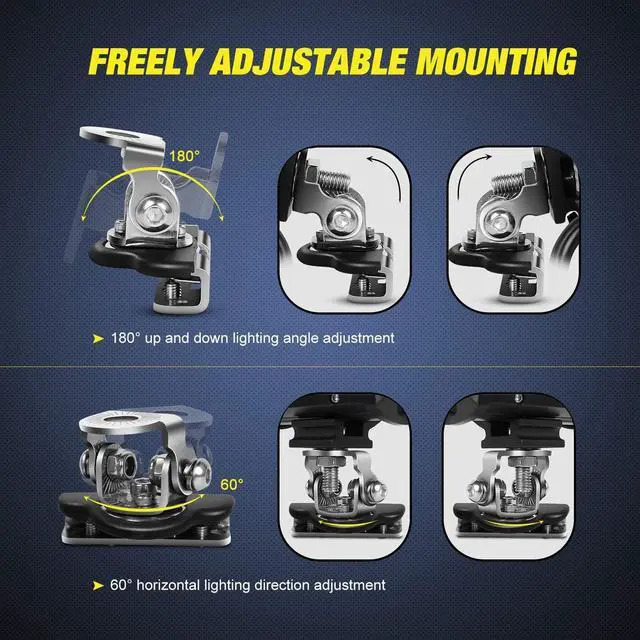 Alt view image 5 of 7 - 2PCS Pillar Hood Led Work Light Bar Mount Bracket Clamp Holder Offroad Universal