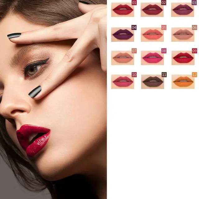 Alt view image 6 of 7 - 12Pcs Women Waterproof Lipstick Long Lasting Matte Lip Liner Pencil Lip Pen Set