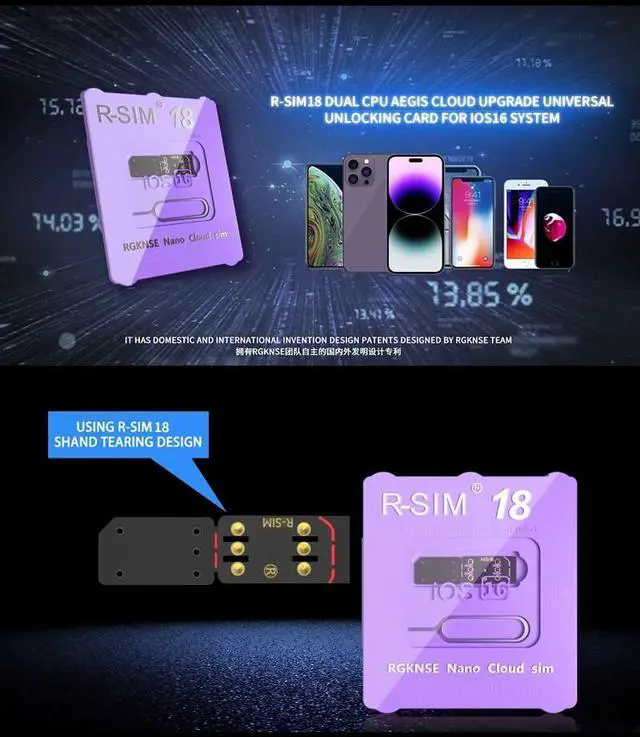 Alt view image 4 of 7 - R-SIM18 RSIM 18 Nano Unlock Card For iPhone 14 Plus 13 12 11 Pro Max X XR iOS 16