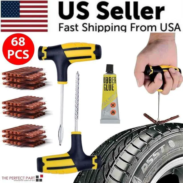 Alt view image 2 of 6 - 68pc Tire Repair Kit DIY Flat Tire Repair Car Truck Motorcycle Home Plug Patch