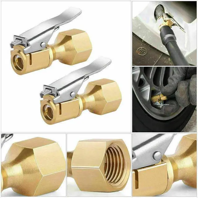 Alt view image 3 of 7 - 4 x Air Chuck Heavy Duty Open Flow Lock On Tire Chuck W/ Clip for Inflator Gauge