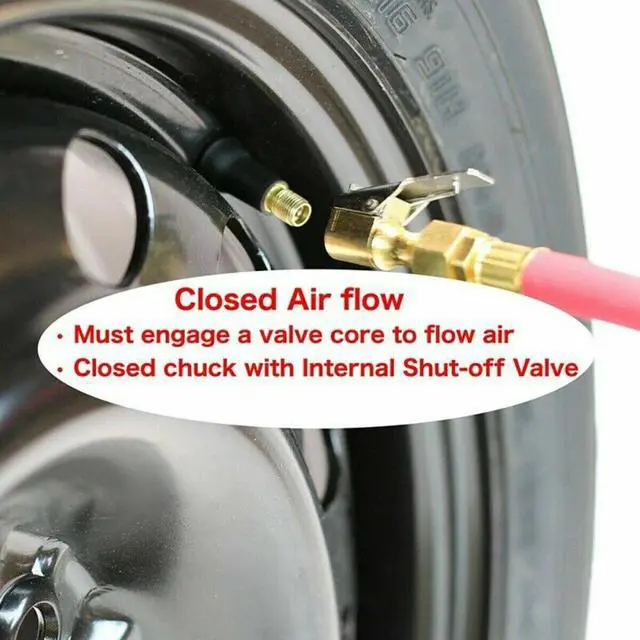 Alt view image 6 of 7 - 4 x Air Chuck Heavy Duty Open Flow Lock On Tire Chuck W/ Clip for Inflator Gauge