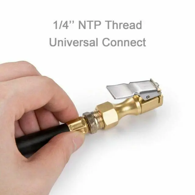Alt view image 7 of 7 - 4 x Air Chuck Heavy Duty Open Flow Lock On Tire Chuck W/ Clip for Inflator Gauge