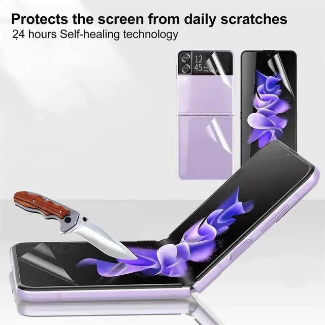 Alt view image 7 of 7 - For Samsung Galaxy Z Flip 3 5G Soft Hydrogel Screen Protector Film/HD Lens Cover