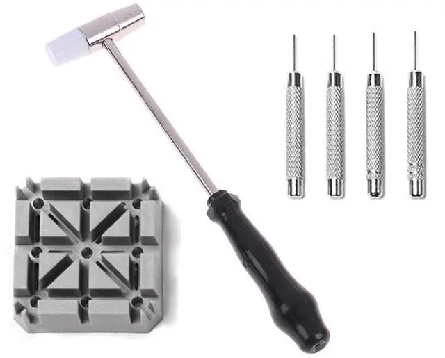 Main image of Watch Repair Band Link Remover Tool Kit - Hammer Punch Pins Watch Strap Holder