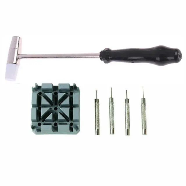 Alt view image 3 of 7 - Watch Repair Band Link Remover Tool Kit - Hammer Punch Pins Watch Strap Holder