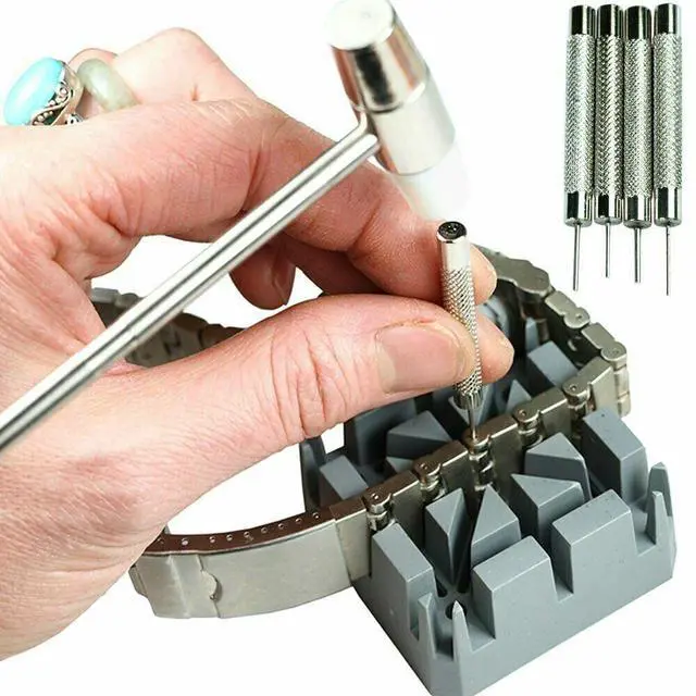 Alt view image 6 of 7 - Watch Repair Band Link Remover Tool Kit - Hammer Punch Pins Watch Strap Holder