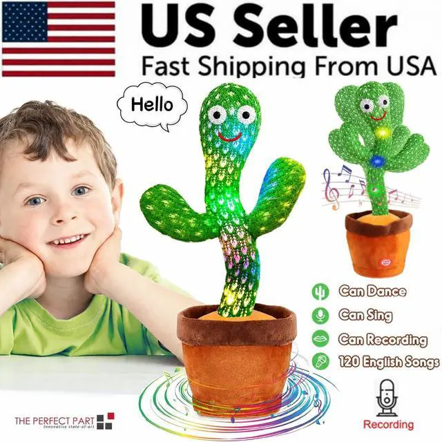 Alt view image 2 of 7 - Dancing Cactus Plush Toy Doll Electronic Recording Shake With Song Funny Gift US