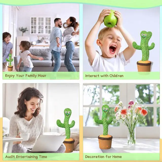 Alt view image 6 of 7 - Dancing Cactus Plush Toy Doll Electronic Recording Shake With Song Funny Gift US