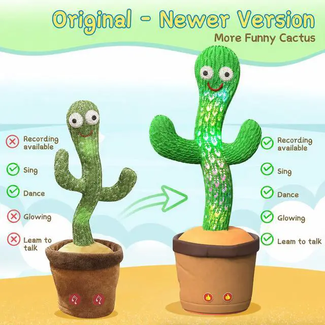 Alt view image 7 of 7 - Dancing Cactus Plush Toy Doll Electronic Recording Shake With Song Funny Gift US