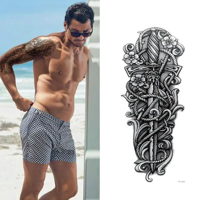 Alt view image 4 of 7 - 5Pcs Large Temporary Body Art Arm Tattoo Sticker Sleeve Man Women Waterproof USA