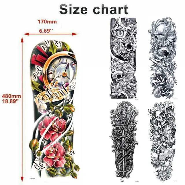 Alt view image 3 of 7 - 5Pcs Large Temporary Body Art Arm Tattoo Sticker Sleeve Man Women Waterproof USA
