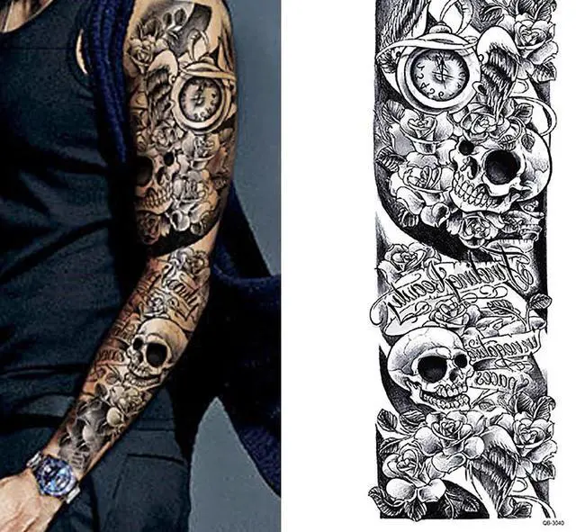 Alt view image 5 of 7 - 5Pcs Large Temporary Body Art Arm Tattoo Sticker Sleeve Man Women Waterproof USA