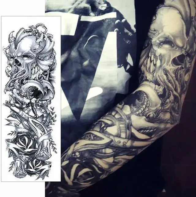 Alt view image 6 of 7 - 5Pcs Large Temporary Body Art Arm Tattoo Sticker Sleeve Man Women Waterproof USA