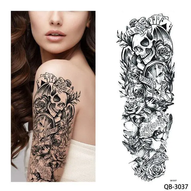 Alt view image 7 of 7 - 5Pcs Large Temporary Body Art Arm Tattoo Sticker Sleeve Man Women Waterproof USA