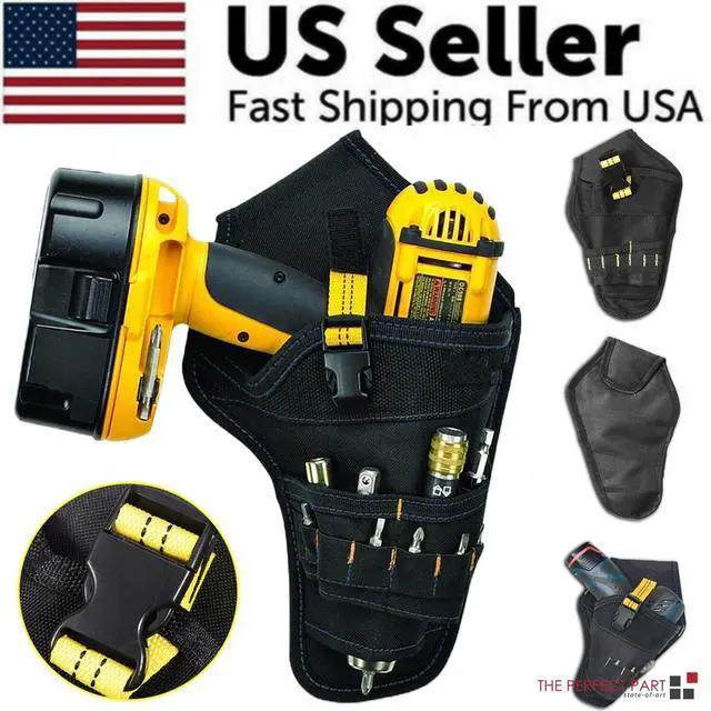 Alt view image 2 of 7 - Heavy Duty Drill Holster Tool Belt Pouch Bit Holder Hanging Waist Bag Drill Tool
