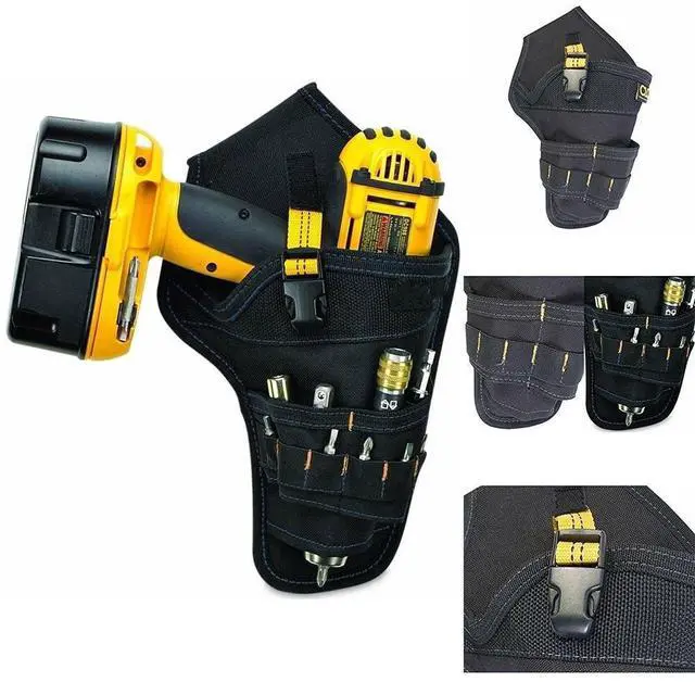 Alt view image 5 of 7 - Heavy Duty Drill Holster Tool Belt Pouch Bit Holder Hanging Waist Bag Drill Tool