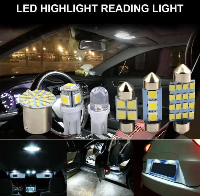 Alt view image 5 of 7 - 28pcs Car Interior White Combo LED Map Dome Door Trunk License Plate Light Bulbs